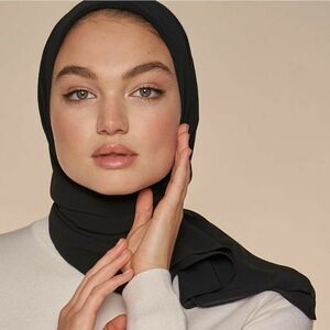 Black Chiffon Hijab Head Scarf Wrap Modest EUC